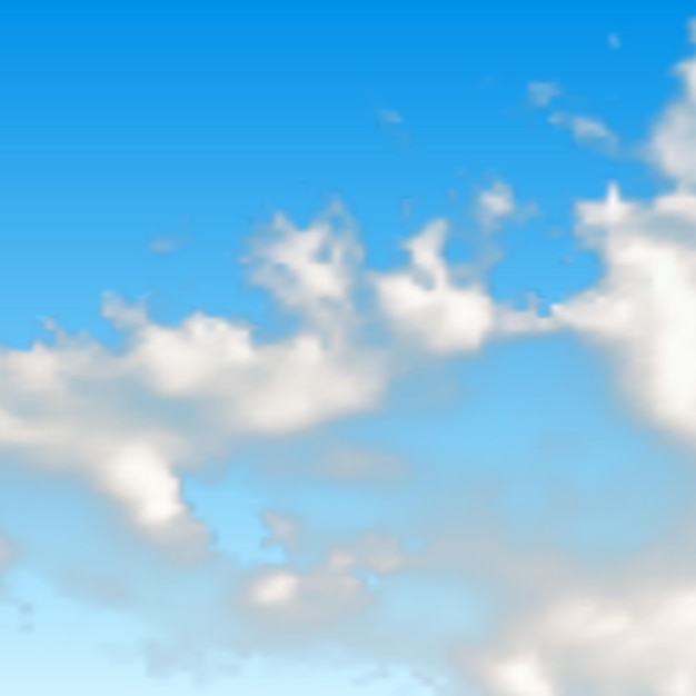 Natürlicher Hintergrund mit Wolke am blauen Himmel Realistische Wolke auf blauem Hintergrund Vektorillustration