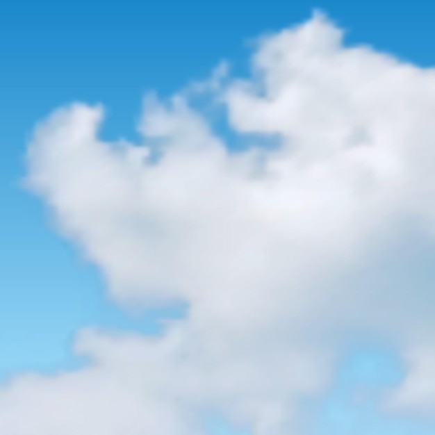 Natürlicher Hintergrund mit Wolke am blauen Himmel Realistische Wolke auf blauem Hintergrund Vektorillustration