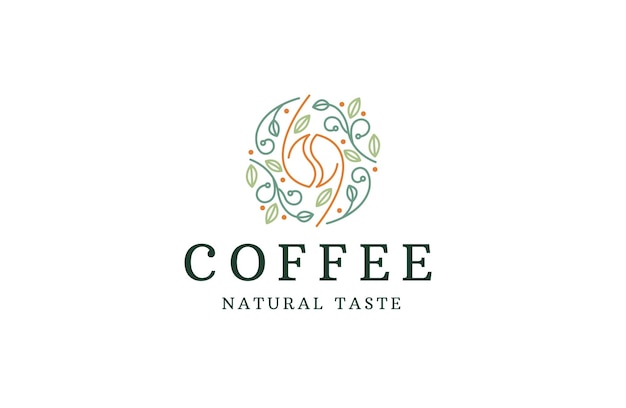 Vektor natürlicher kaffee-logo-icon-design-vorlage flacher vektor