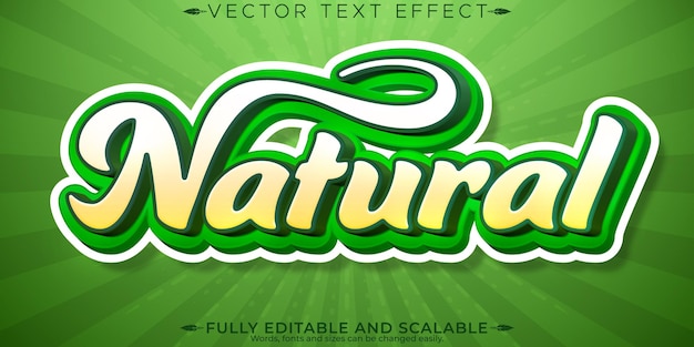 Vektor natürlicher texteffekt, bearbeitbarer textstil für gemüse und obst