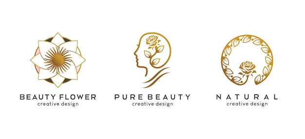 Natürliches blumenschönheits-logo-design