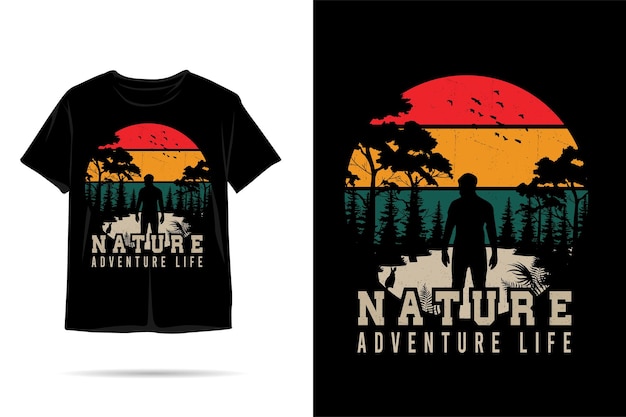 Vektor natur-abenteuer-leben-silhouette-t-shirt-design