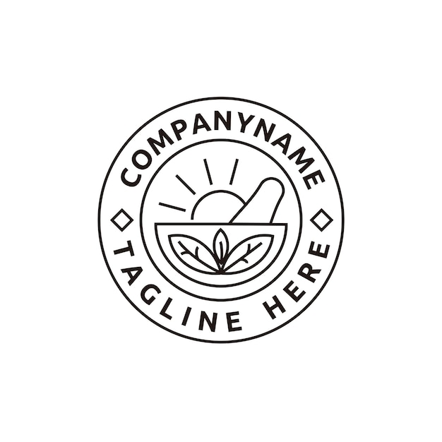 Natur Alternativmedizin Umriss Emblem Abzeichen Logo Design Vektor