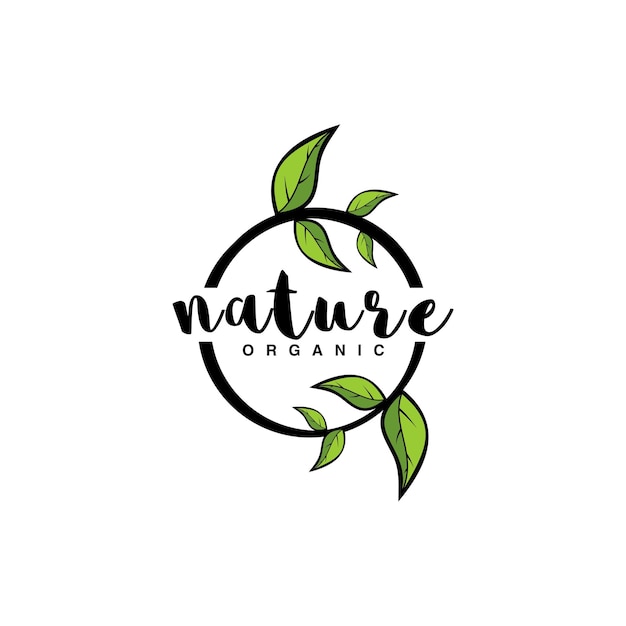 Natur bio-kreis-blatt-vektor-logo-design