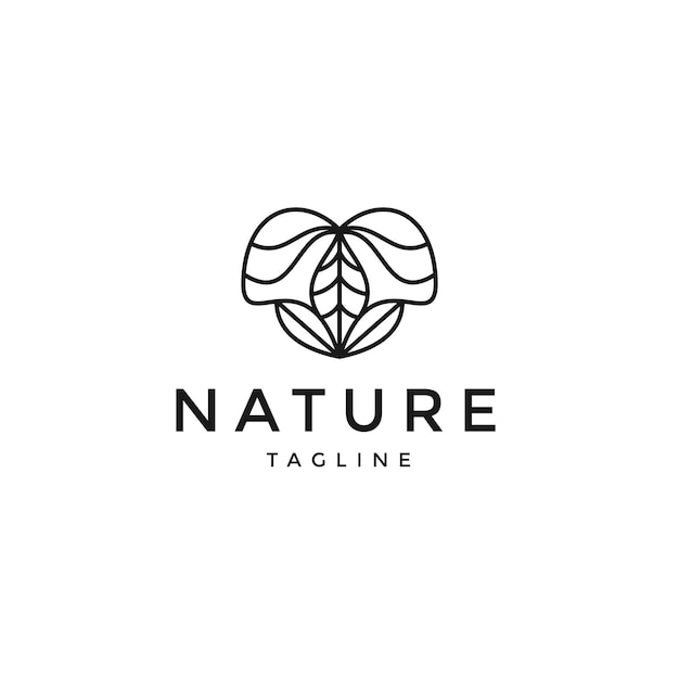 Natur-blatt-linie logo-icon-design-vorlage flacher vektor