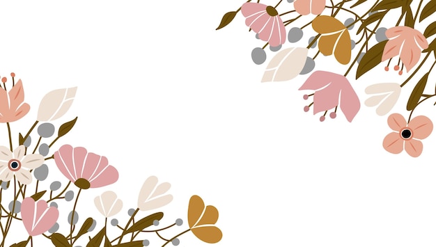 Natur-Hintergrundvektor der abstrakten Kunst. Trendiger Pflanzenrahmen. design hintergrundfarbe blumen, dekorativer schöner garten. Botanische Blätter und florales Musterdesign für Sommerverkaufsbanner.