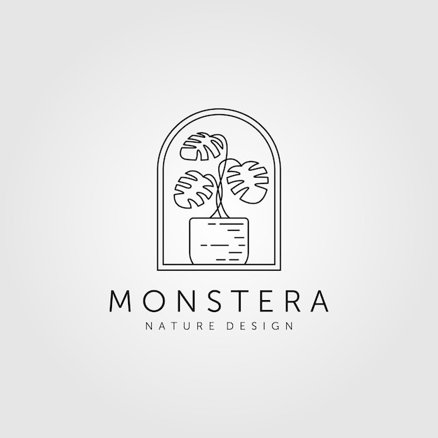 Natur monstera pflanze linie kunst minimalistische logo symbol illustration