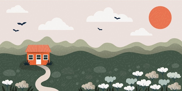 Natur Schöne Vektorillustration der Landschaft natürlicher Hintergrund