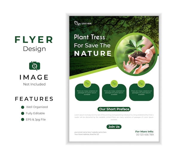 Natur schützen Flyer Design-Vorlage Vektor-Design vollständig editierbar