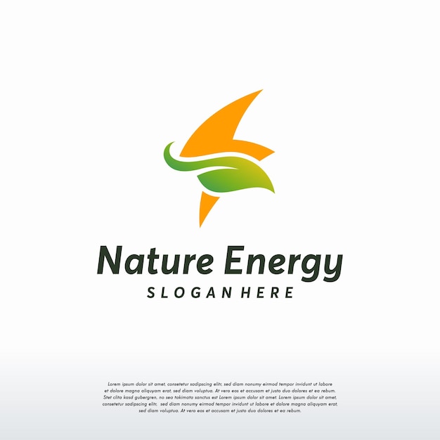 Nature electricity-logo-vorlage, blatt und donner-logo-vektor