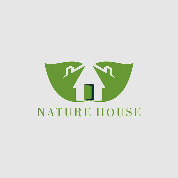 Naturhauslogo mit grüner farbe kann als symbol, markenidentität, firmenlogo verwendet werden