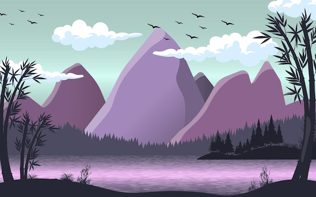 Naturlandschaft, Vektorillustration, Hintergrund, digitale Kunst