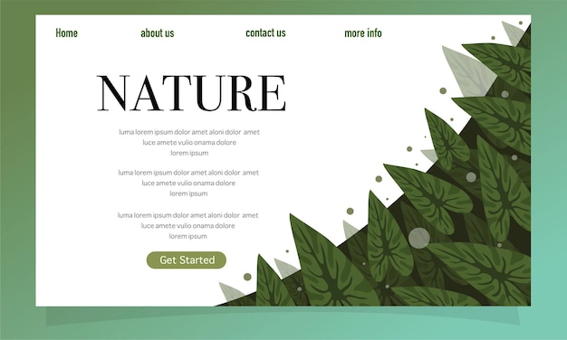 Vektor naturlaubpflanzen für hintergrund- und landingpage-design-set-bundle