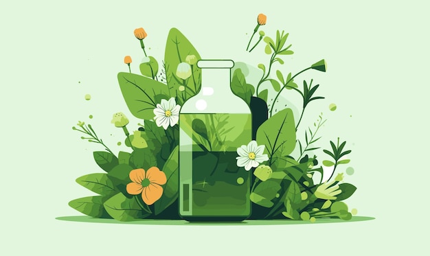 Naturopathie pflanzenmedizin vektor flache isolierte vektor-stil-illustration