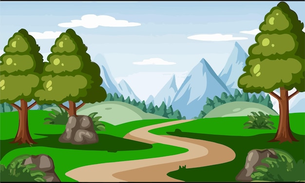 Naturszene mit Wanderweg und Bäumen