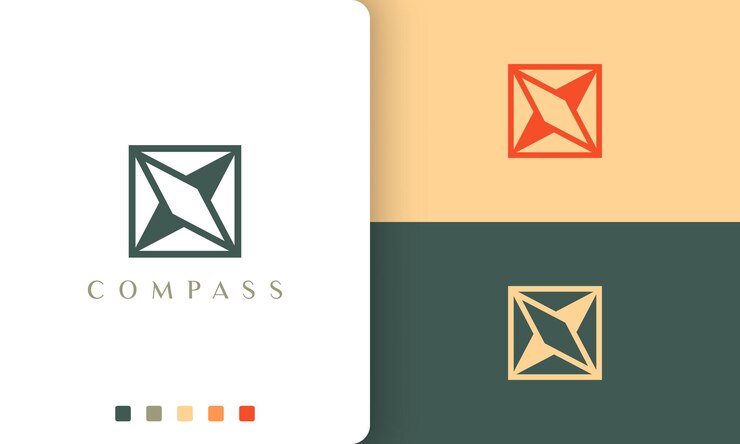 Navigations- oder Abenteuerlogo-Vektordesign mit einfacher und einzigartiger Kompassform