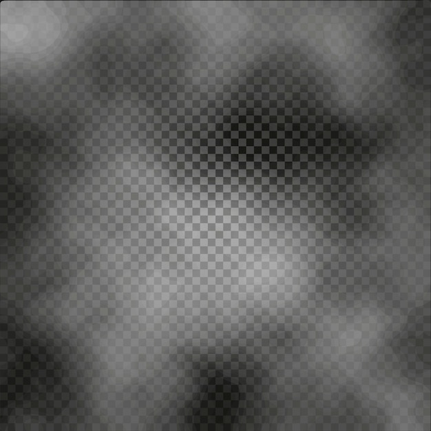 Nebel oder Rauch isoliert transparenter Spezialeffekt auf dunklem kariertem Hintergrund neblige Hintergrundvektorillustration