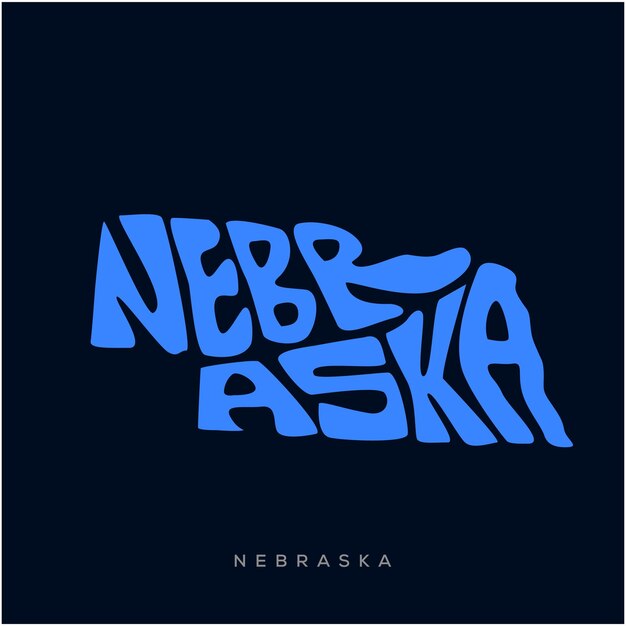 Nebraska-kartentypografie nebraska-staatskartentypografie nebraska-schriftzug
