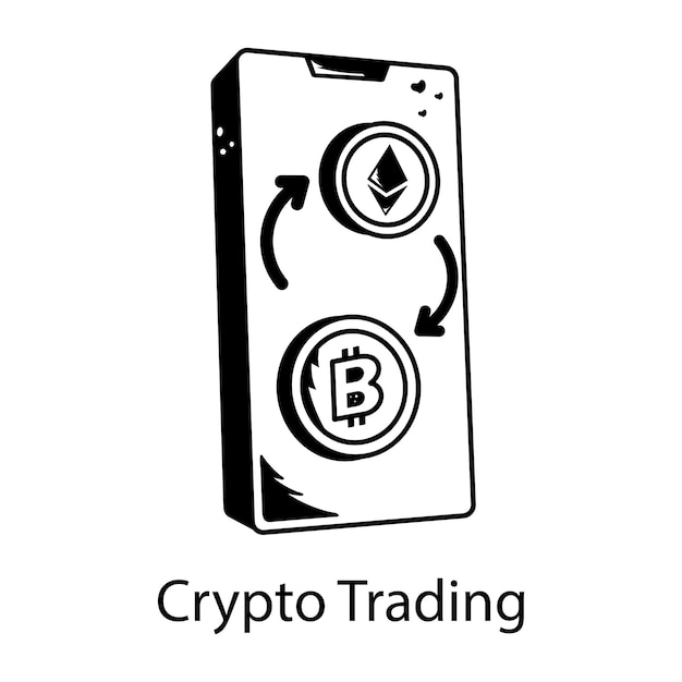 Nehmen Sie dieses von Hand gezeichnete Symbol des Krypto-Handels