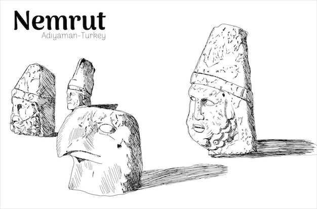 Nemrut-berg. handzeichnungsvektorillustration