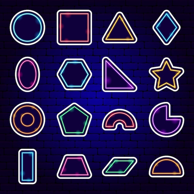 Neon-Aufkleber mit geometrischen Figuren