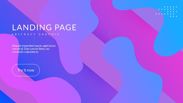 Neon banner color landing page mobile seite blau memphis shape