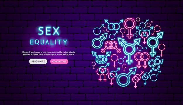 Neon-banner-design für die gleichstellung der geschlechter