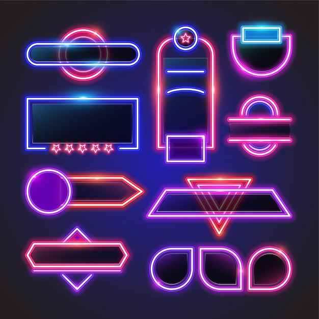 Vektor neon-banner gesetzt.