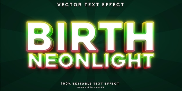 Vektor neon bearbeitbarer 3d-texteffekt