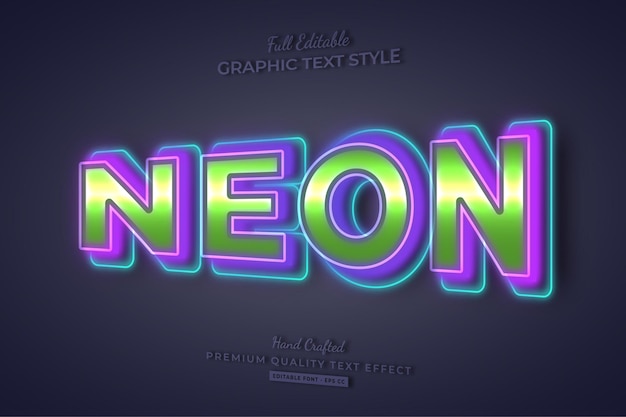 Neon bunt bearbeitbarer texteffekt-schriftstil