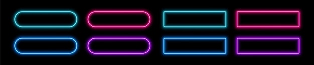 Neon-Button umrahmt bunt leuchtende Ränder isolierte UI-Elemente