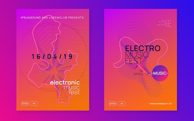 Vektor neon-club-flyer elektro-tanzmusik trance-party dj electroni