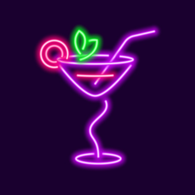 Neon-Cocktail mit gebogenem Stiel