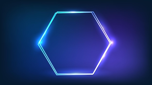 Neon-Doppelsechskantrahmen mit glänzenden Effekten