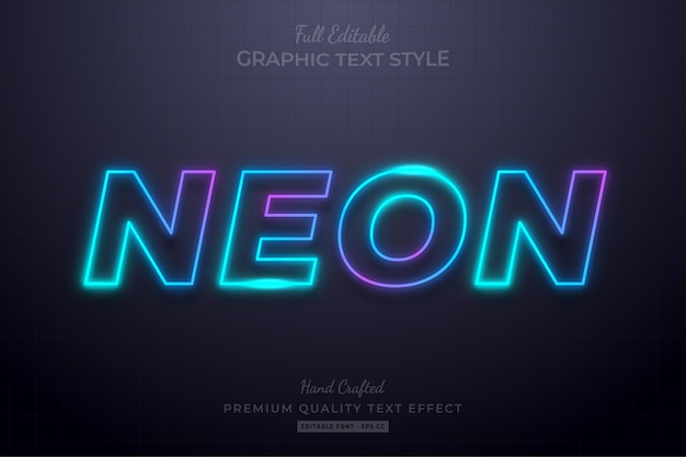 Neon gradient glow bearbeitbarer texteffekt-schriftstil