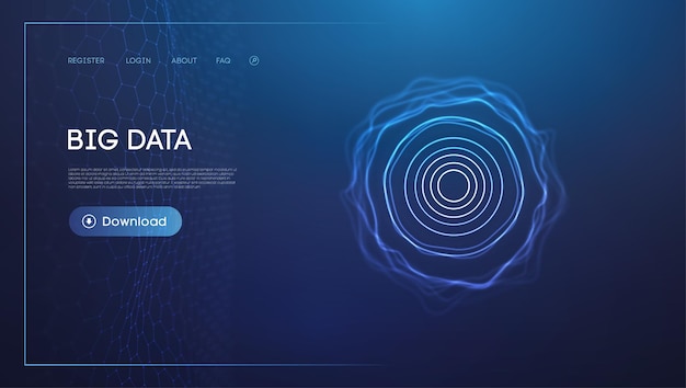 Neon-kreisförmiges Muster für Big-Data-Konzept auf dunklem Hintergrund