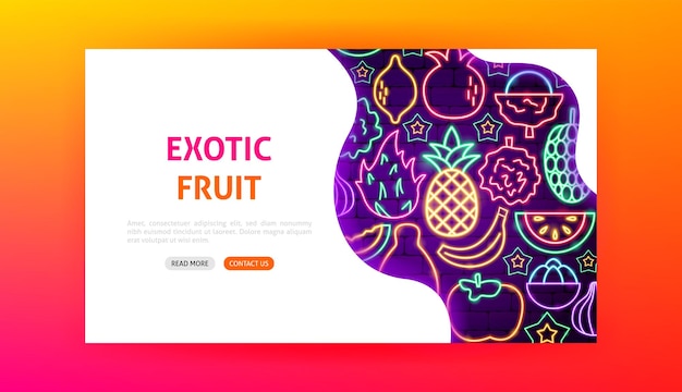 Neon Landing Page für exotische Früchte