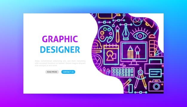 Neon-Landingpage des Grafikdesigners