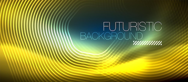 Neon leuchtende Linien magische Energie Raumlicht Konzept abstraktes Hintergrund tapetendesign