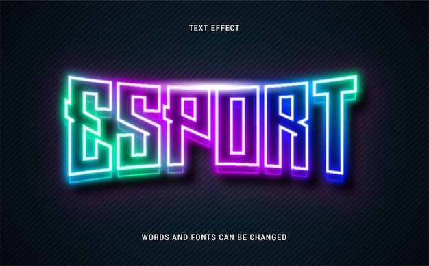 Neon leuchtender esport-texteffekt editierbares eps cc