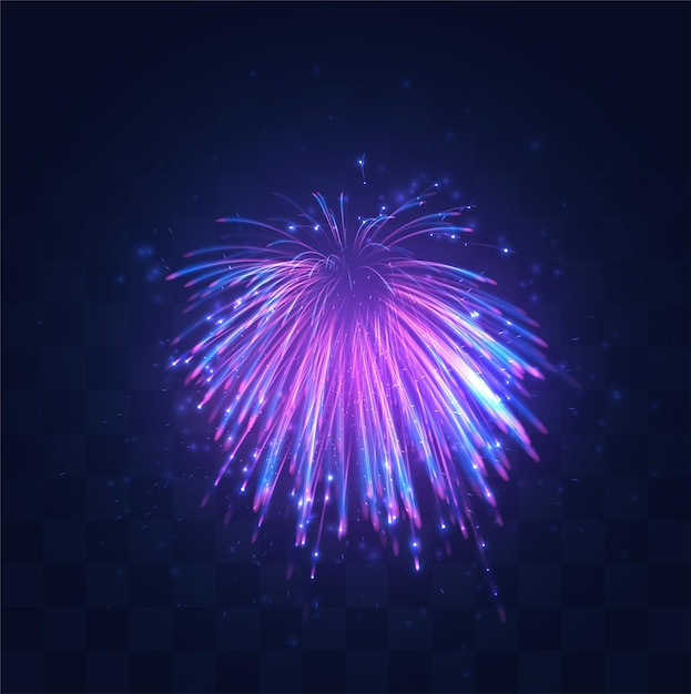Neon, lila Feuerwerkskörper auf austauschbarem Mosaikhintergrund, Urlaubskonzept