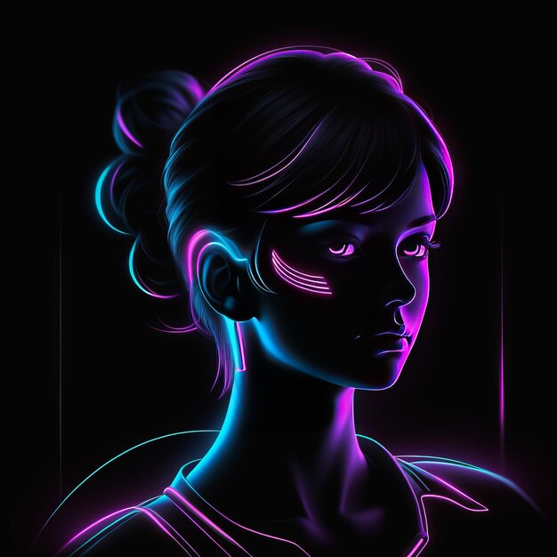 Vektor neon-mädchen-porträt-vektorillustration neon-mädchen-portrait-vektor-illustration