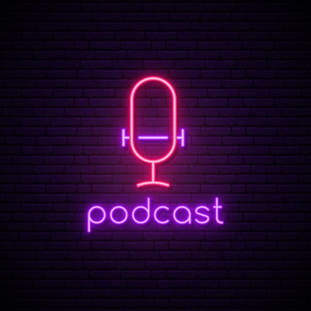 Vektor neon podcast zeichen.