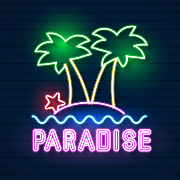 Neon tropical paradise illustration