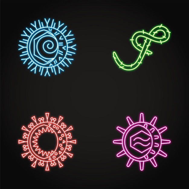 Neon-virus-icons-sammlung