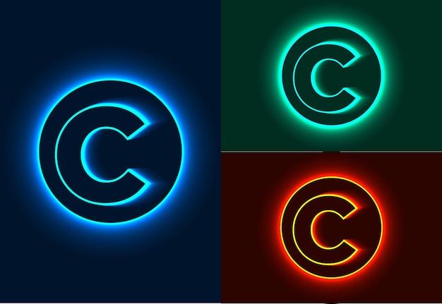 Neonalphabet Buchstaben C Vektordesign