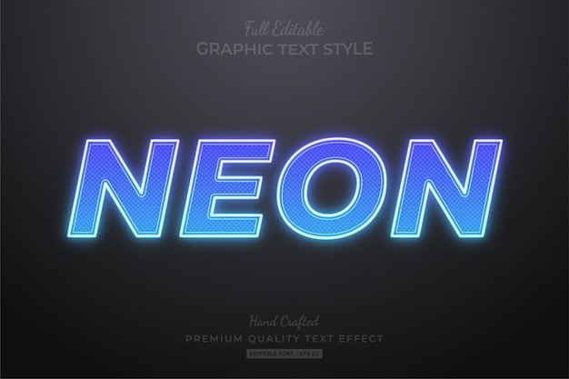 Neonblauer bearbeitbarer Texteffekt-Schriftstil