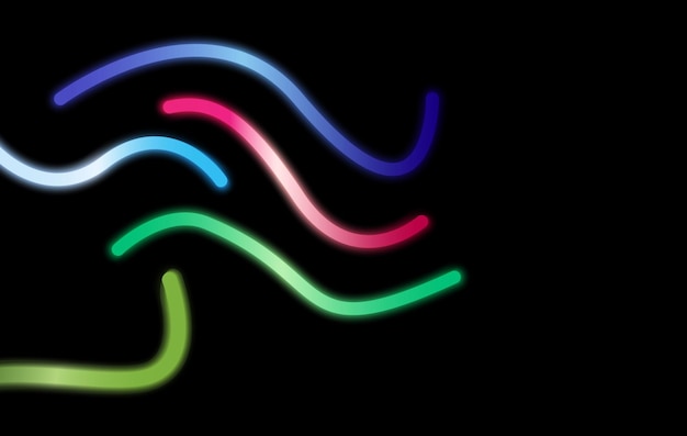 Vektor neonfarbe in einem abstrakten wirbelmuster mit parallelen linien vor schwarzem hintergrund