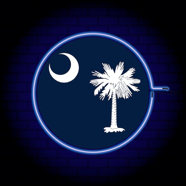 Neonflagge des Bundesstaates South Carolina Vektorillustration