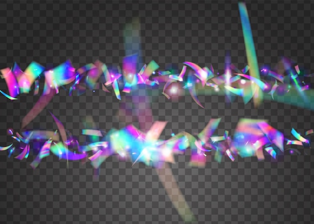 Vektor neongrelles fallendes confetti retro flyer violettes glänzendes lametta